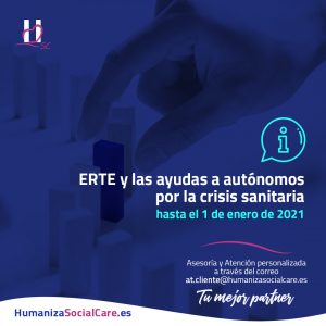 ERTE y las ayudas a autónomos por la crisis sanitaria hasta el 1 de enero de 2021
